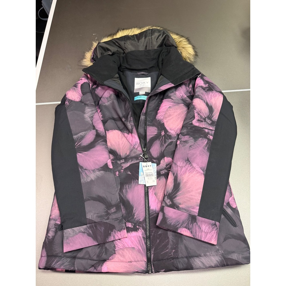 Roxy Girl American Pie Ski Jacket 10K DryFlight Purple Floral ERGTJ03163 Size 16